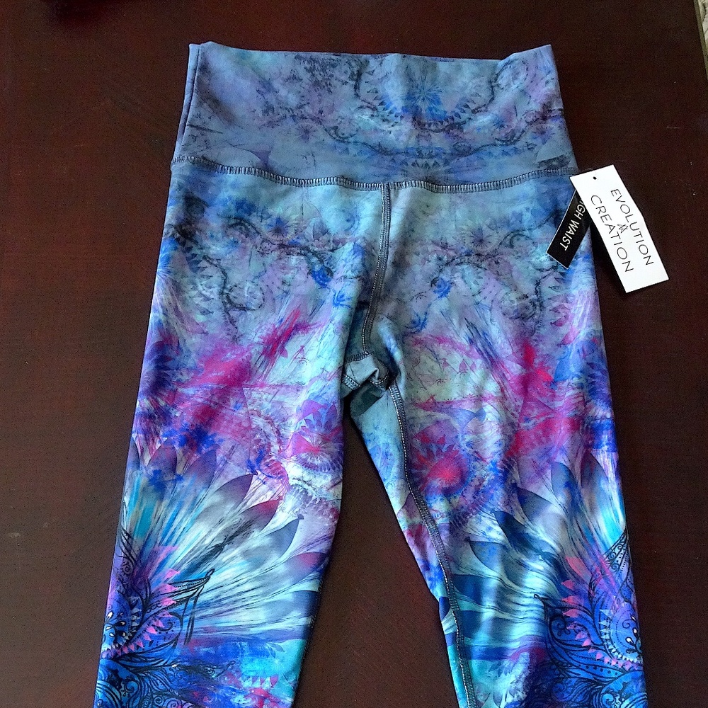 NWT Women's Evolution & Creation Athletic High-Waist Colorful Yoga Leggings - S - Picture 3 of 6